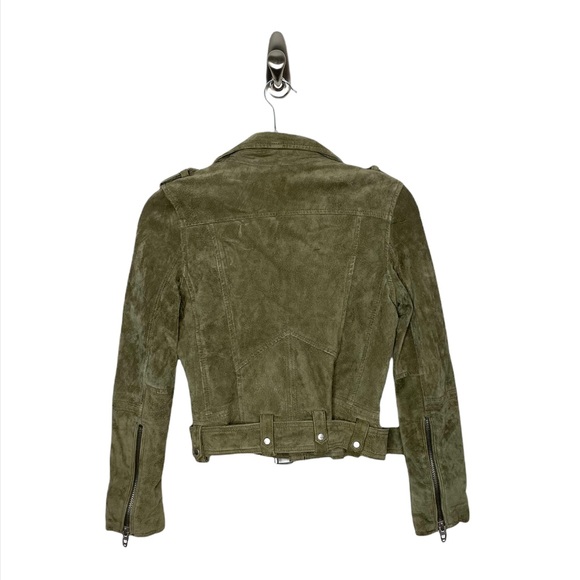 Blank NYC | 100% Suede Leather Moto Jacket in Olive Green XS - Picture 3 of 11